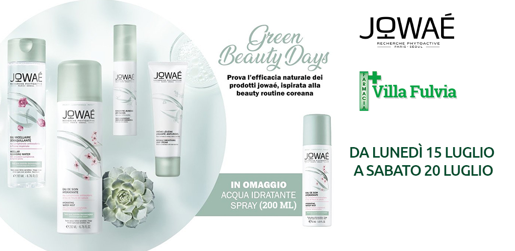Da lunedì 25 Luglio a Sabato 20 Luglio: Green Beauty Days JOWAE'
