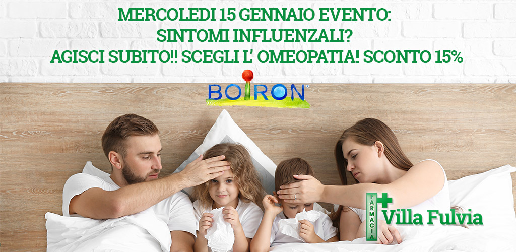 Mercoledì 15 Gennaio evento: sintomi influenzali? agisci subito!! scegli l’omeopatia! sconto 15%