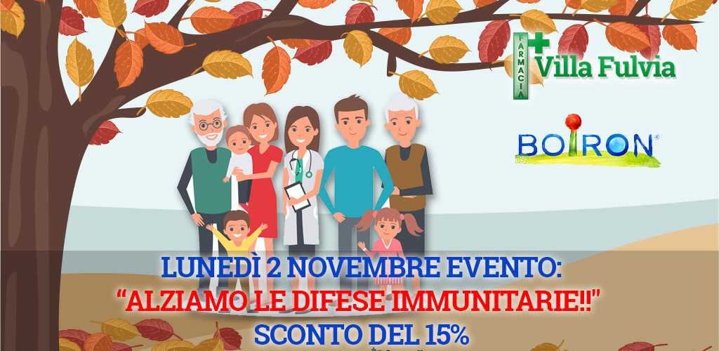 Lunedì 2 Novembre evento: "Alziamo le difese immunitarie!!" SCONTO del 10% - 15%