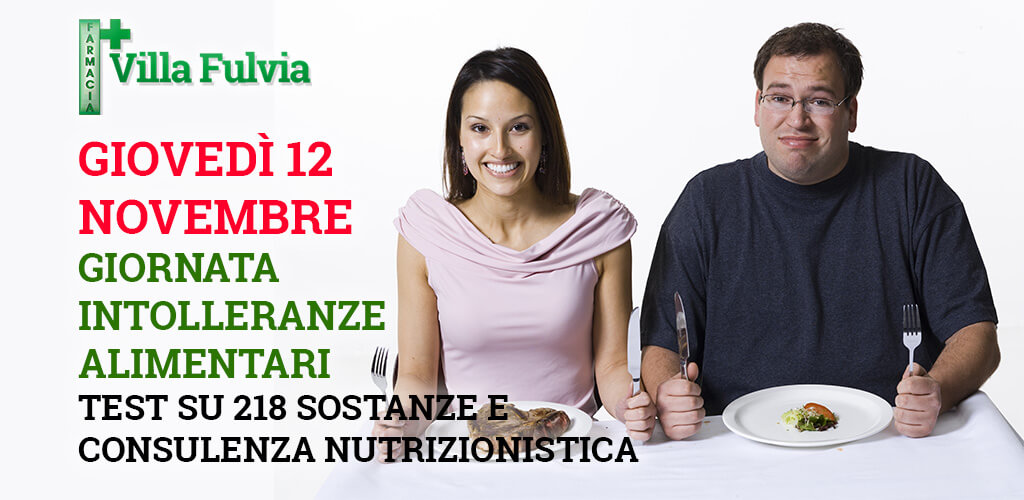 Giovedì 12 Novembre Giornata Intolleranze alimentari: test su 218 sostanze e consulenza nutrizionistica