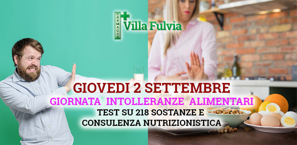Giovedi 2 Settembre Giornata Intolleranze alimentari: test su 218 sostanze e consulenza nutrizionistica