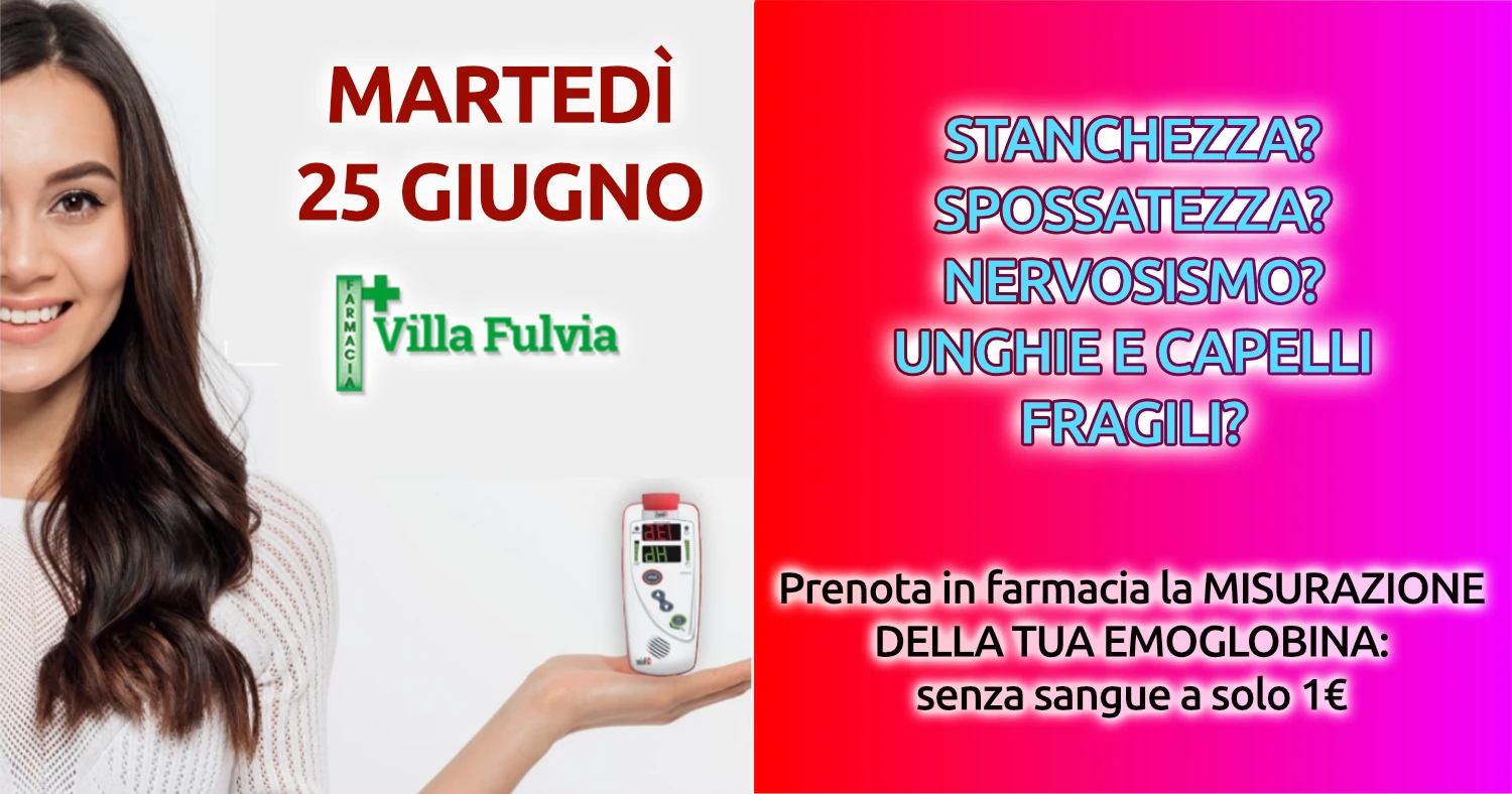 Martedì 25 Giugno Test emoglobina veloce e indolore