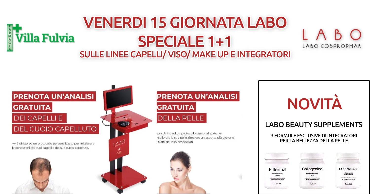 VENERDI 15 NOVEMBRE giornata Labo: analisi capelli e cura del viso. PROMO 1+1 !!