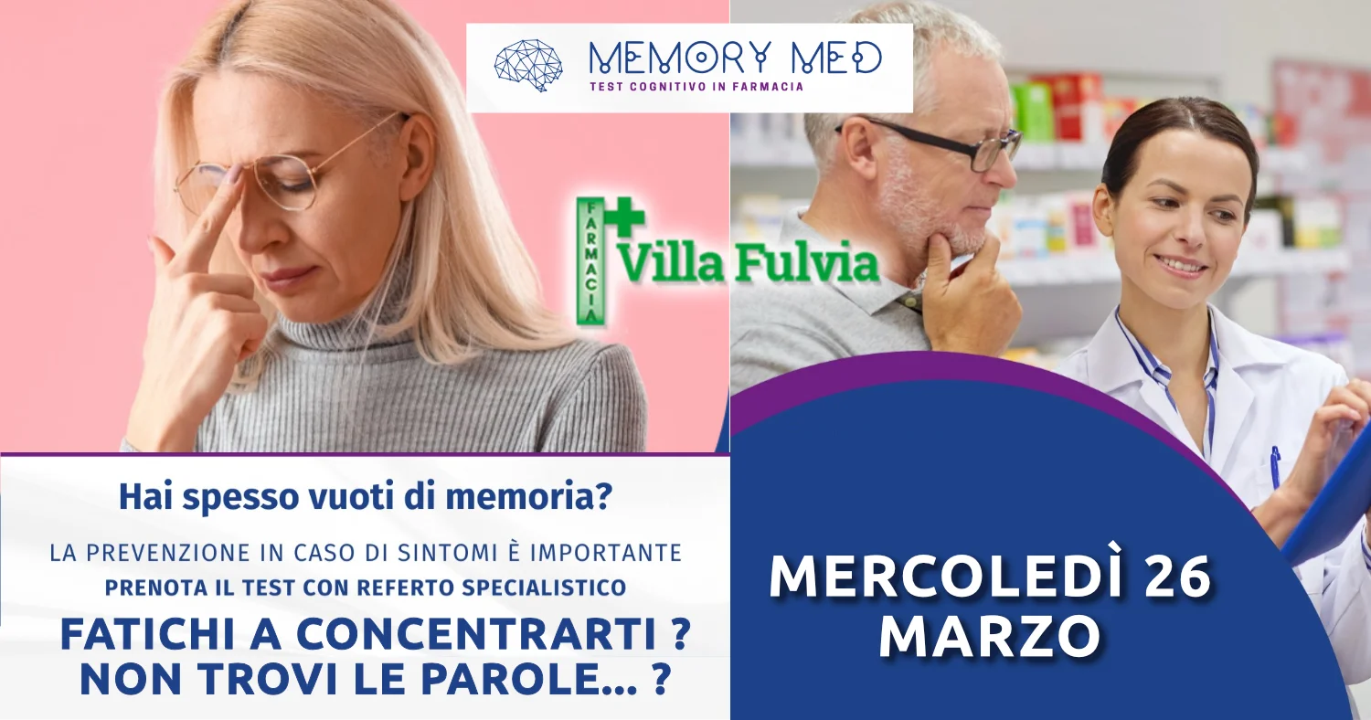 Mercoledì 26 Marzo test della memoria con referto specialistico