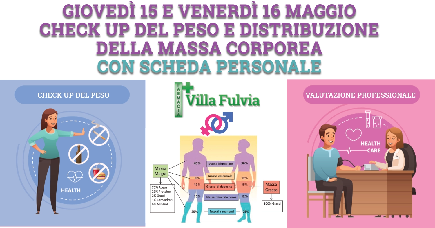 Giovedì 15 e Venerdì 16 Maggio: check up del peso e composizione corporea