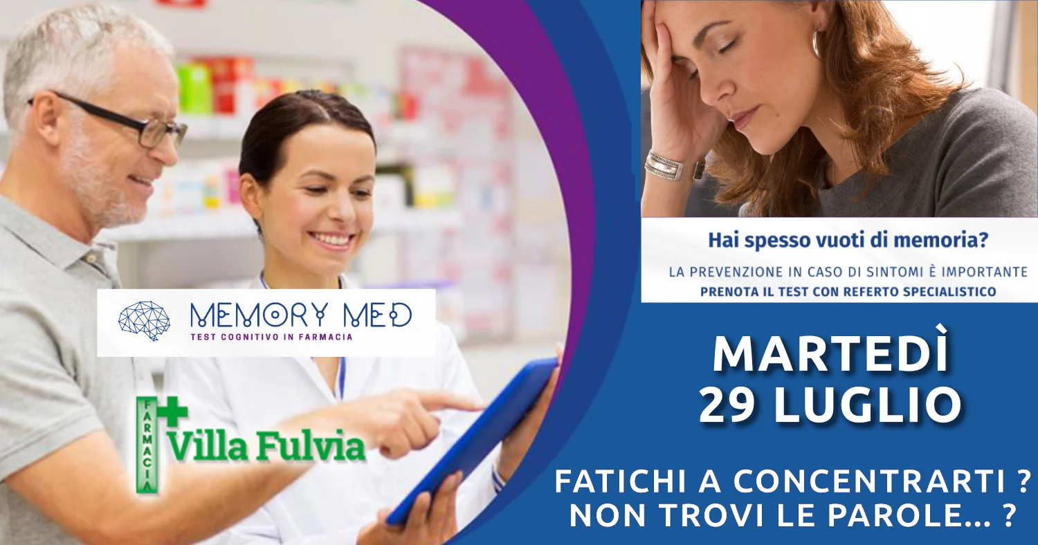 Martedì 29 Luglio test della memoria con referto specialistico