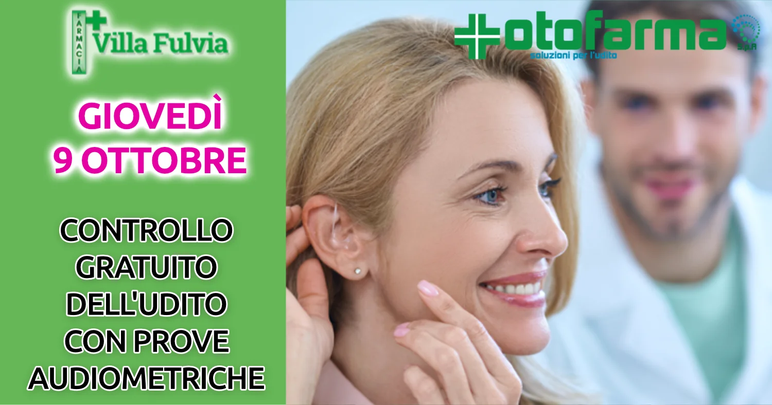 Giovedì 9 Ottobre controllo gratuito dell'udito 