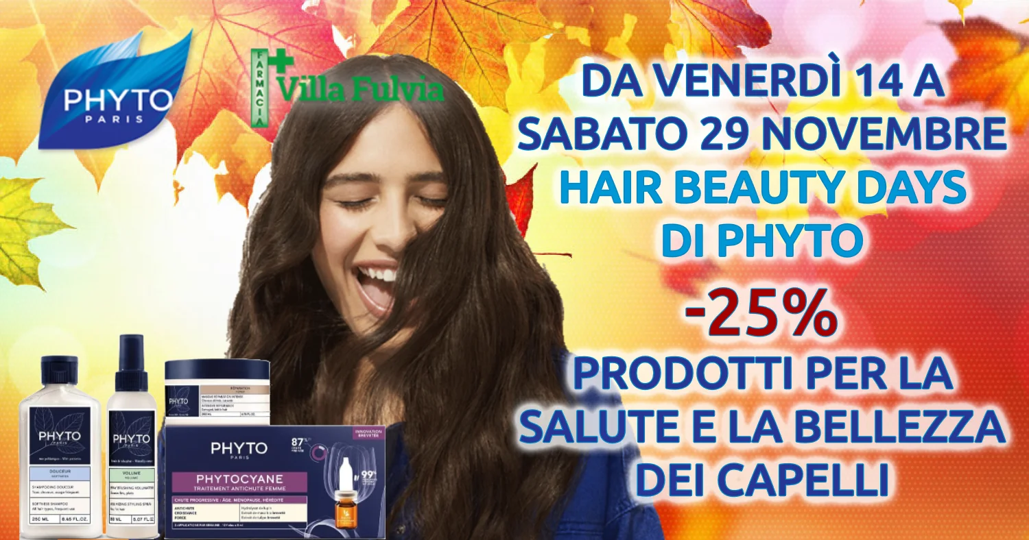 Da Venerdì 14 a Sabato 29/11 -25% Phyto: prodotti per capelli
