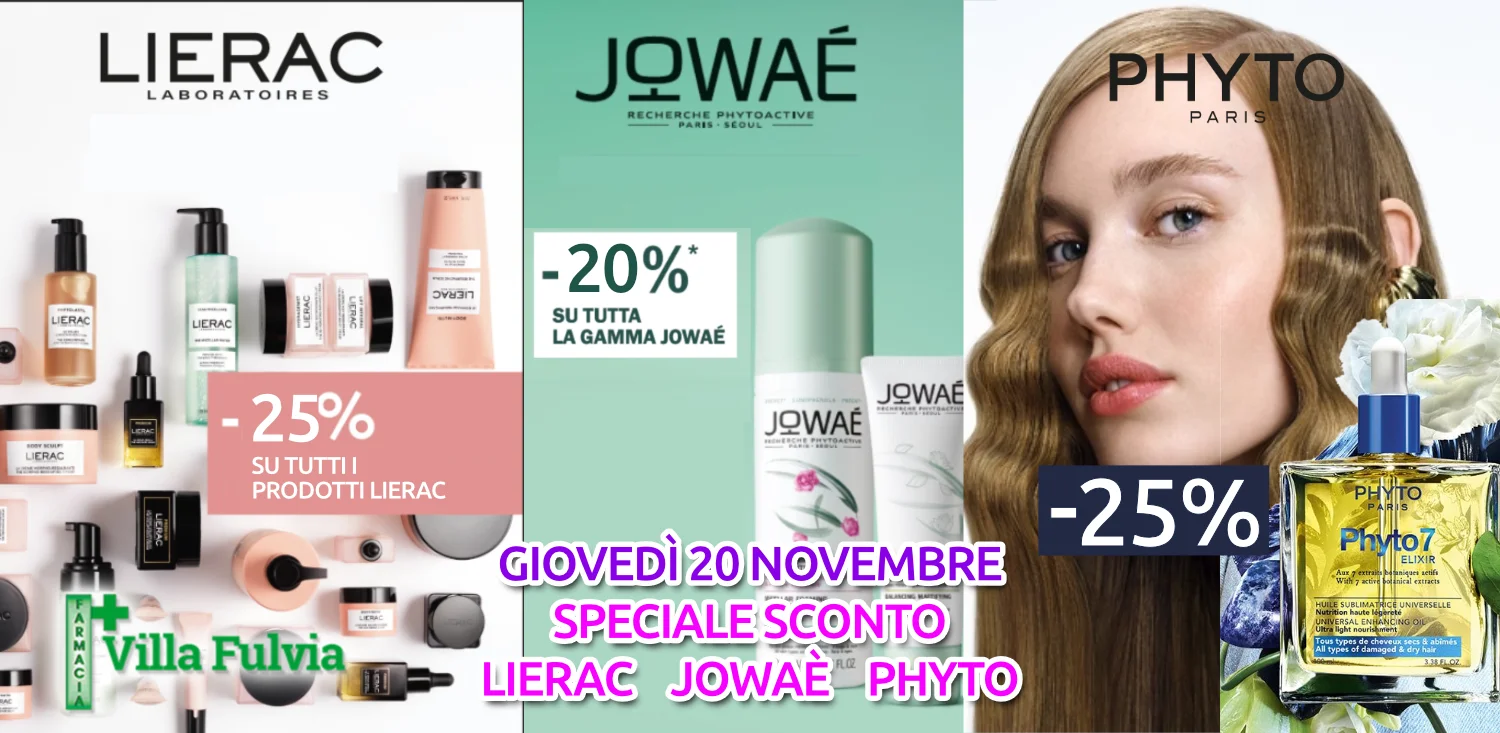 Giovedi 20 Novembre analisi pelle e capello promo Lierac E Phyto e Jowaè
