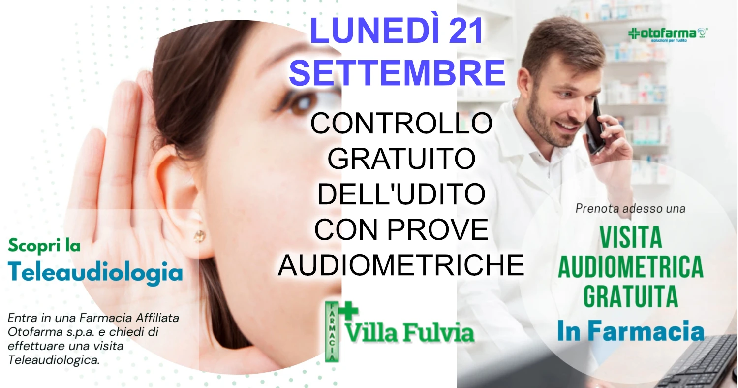 Lunedì 21 Settembre controllo gratuito dell'udito 